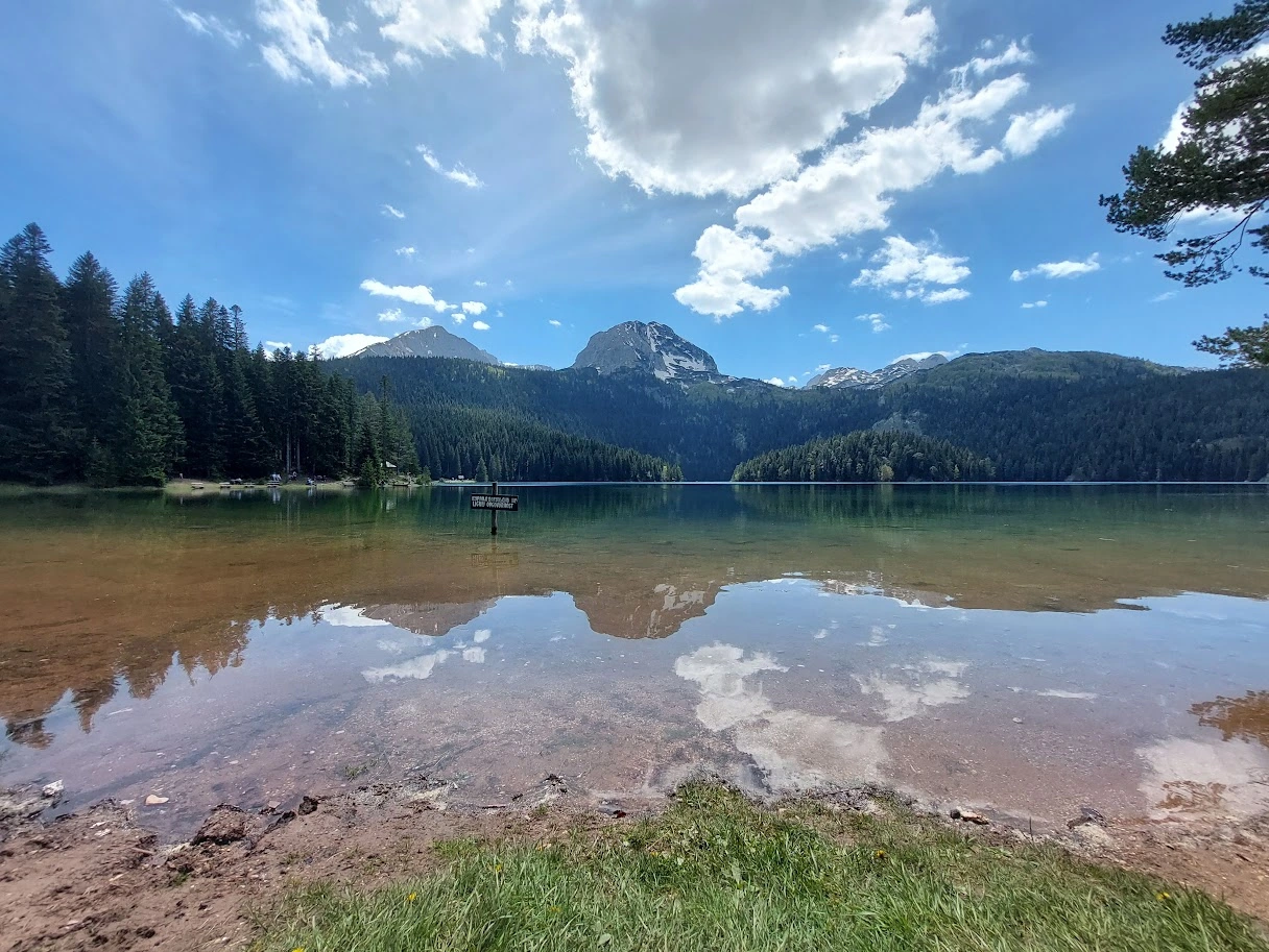 Black Lake (Crno jezero) surrounded by pine forest and mountains, Žabljak